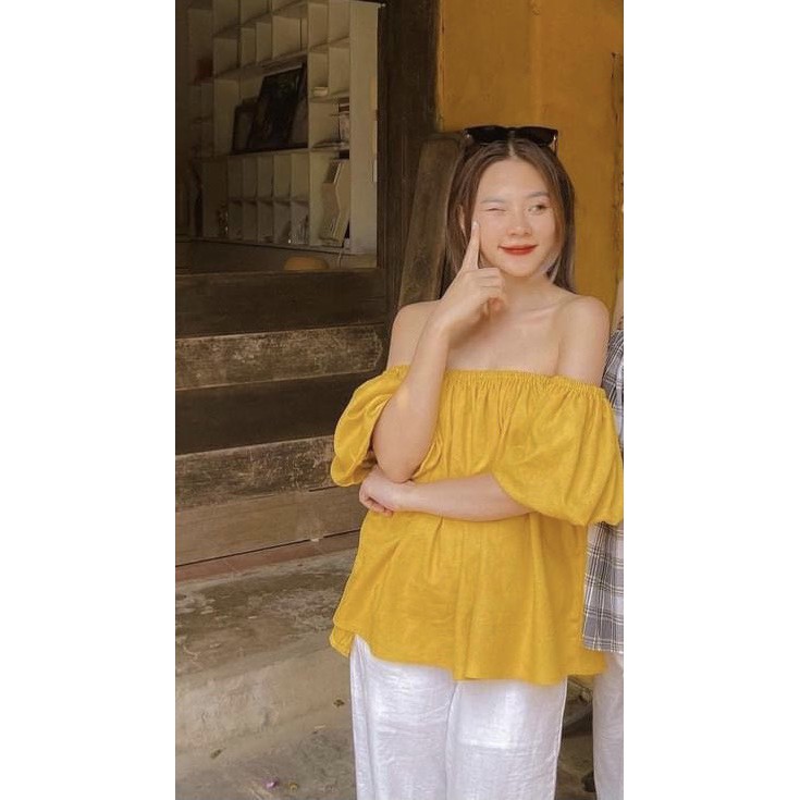 Set Trễ Vai Đi Biển Mix Quần Suông Ống Rộng | BigBuy360 - bigbuy360.vn