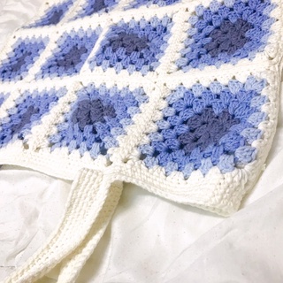 Túi tote crochet móc thủ công màu loang vintage