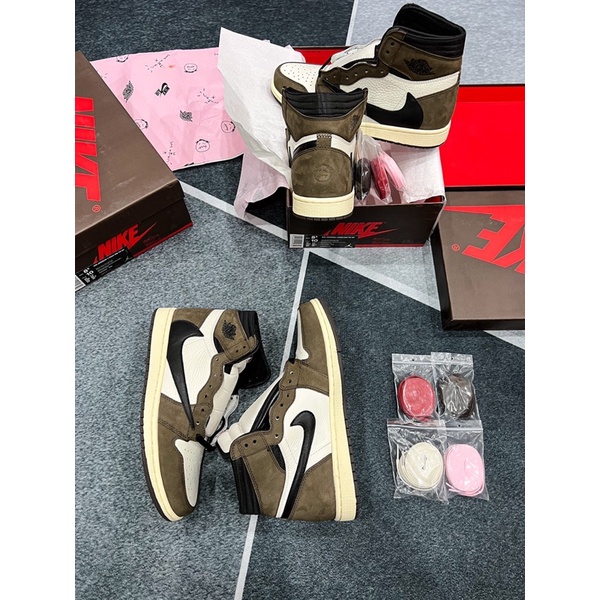 [AGsneaker] Giày thể thao cổ cao JD1 màu nâu Travis Scott full box