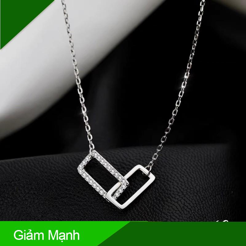 Dây chuyền bạc 925 của nữ đơn giản chữ nhật lồng nhau - Made by Twinkle Silver