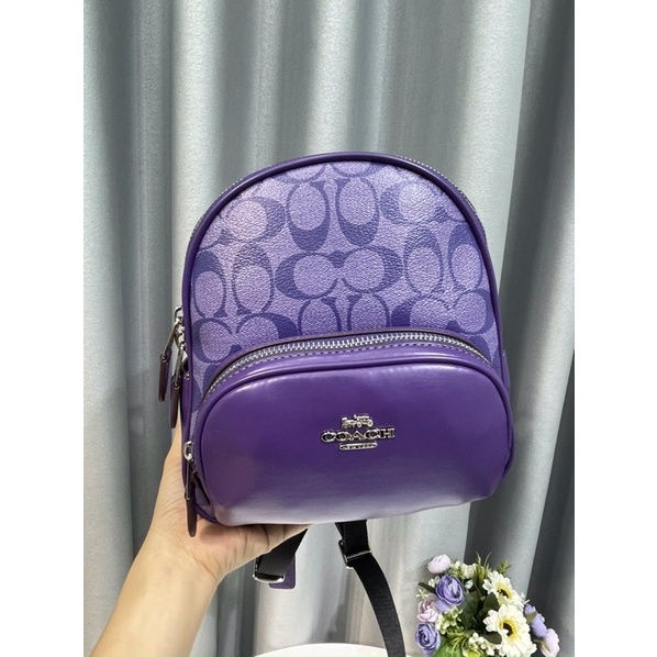 Balo Co ach da thật phối canvas mini