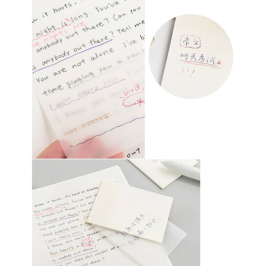 50 Giấy Ghi Chú Trong Suốt Chống Thấm Nước Sáng Tạo