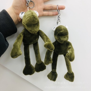 Móc khoá ếch xanh chân dài nhồi bông phụ kiên cài túi balo