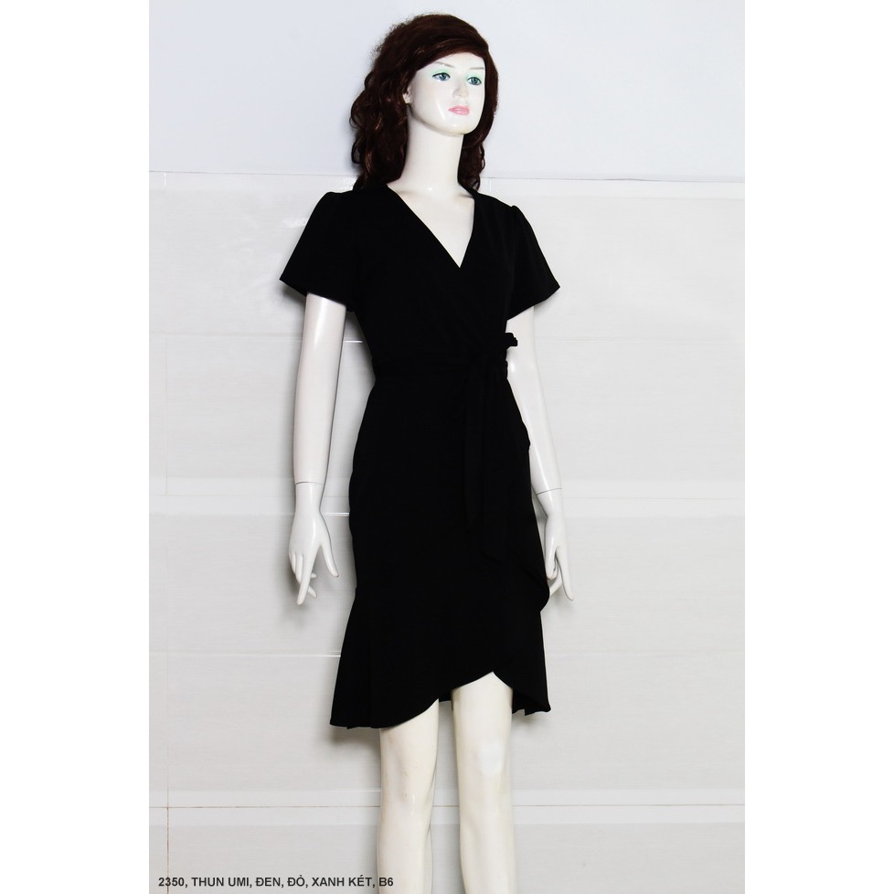 Đầm váy thun cổ tim vạt chéo tay phồng đi làm, đi tiệc, đi chơi đều được (có nhiều màu và kích thước)