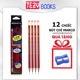 Bút chì 2B đỏ đen đẹp nét viết cực đậm - bút chì gỗ - 12 chiếc/ hộp - 4212E-12