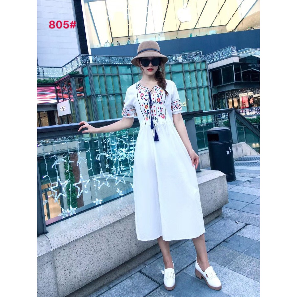 💕Đầm thắt nơ họa tiết thêu cho nàng thêm iu thêm xinh là đây rồi 👉Giá 320k/cái. 😀Free size. 4 màu iu thương ạ
