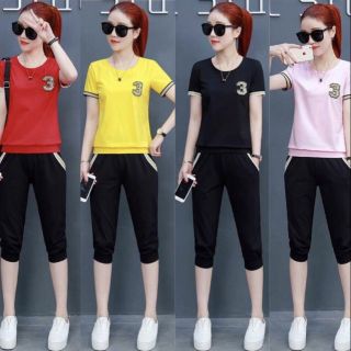 Bộ đồ thể thao lửng nữ cao cấp đính đá