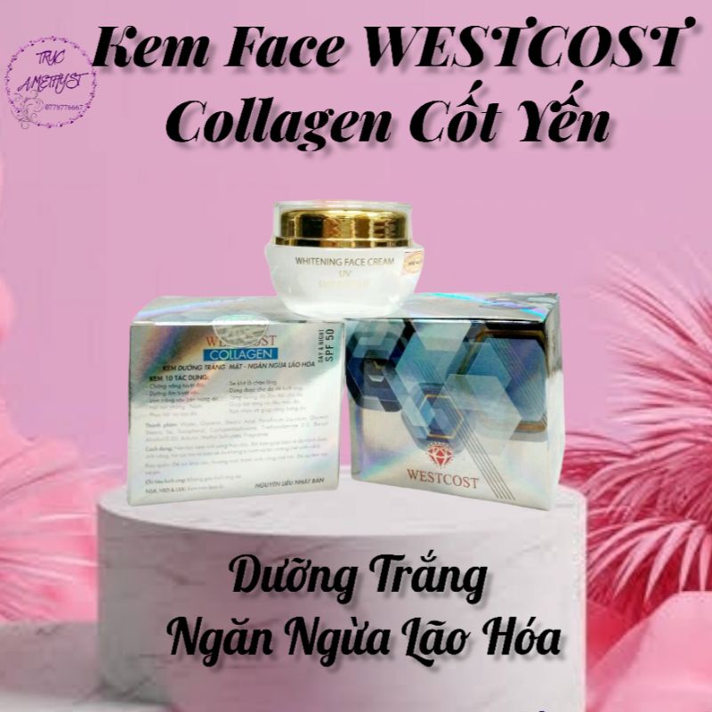 KEM DƯỠNG TRẮNG DA WESTCOST BỔ SUNG COLLAGEN CỐT YẾN NGĂN NGỪA LÃO HÓA