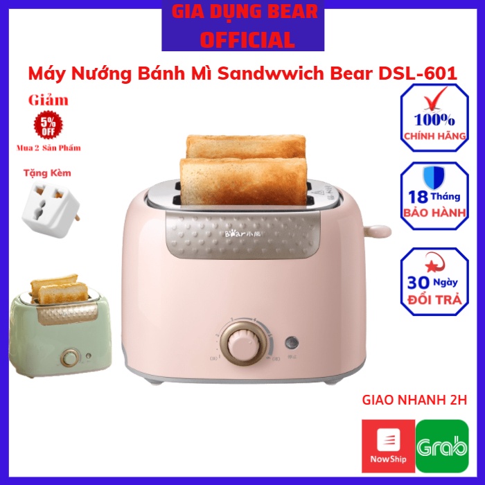 Máy Kẹp Nướng Làm Bánh Mì/Mỳ Bear, Máy Nướng bánh Mì Sandwich - Waffle - Bánh Quế_Bảo Hành 18 Tháng