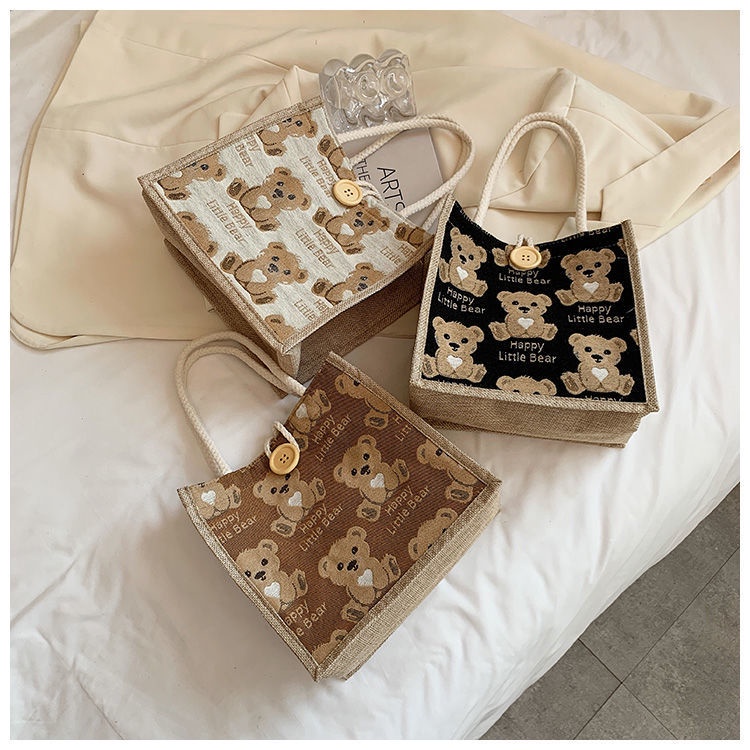 Túi tote xách tay bằng vải linen thời trang Nhật Bản cỡ nhỏ