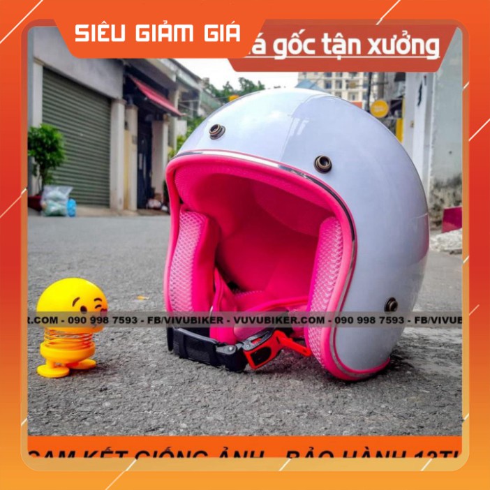 KHO SG- [CAM KẾT ẢNH THẬT] Mũ nón bảo hiểm 3/4 hồng pha trắng lót hồng