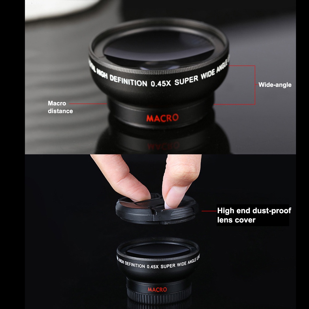 Ống Kính Góc Siêu Rộng 37MM 0.45X 49UV + macro Cho Điện Thoại