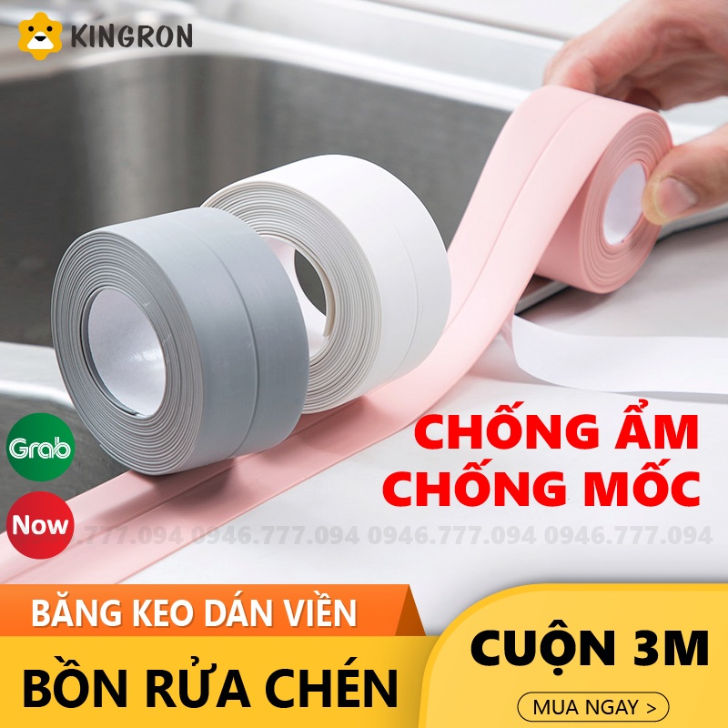 Băng keo dán viền gian bếp ⭐ Băng dính chống ẩm mốc bàn ăn phòng tắm không thấm nước KINGRON