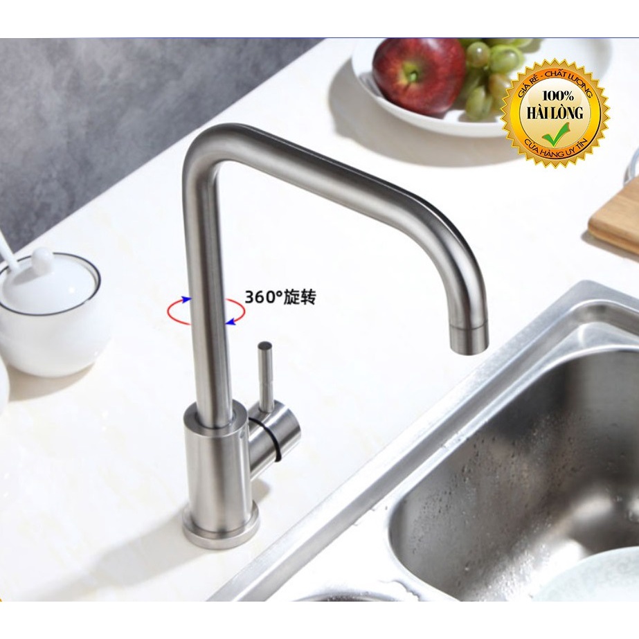 VÒI CHẬU RỬA CHÉN BÁT, VÒI BẾP NÓNG LẠNH INOX 304 GẮN CHẬU TẶNG 02 DÂY CẤP NÓNG LẠNH