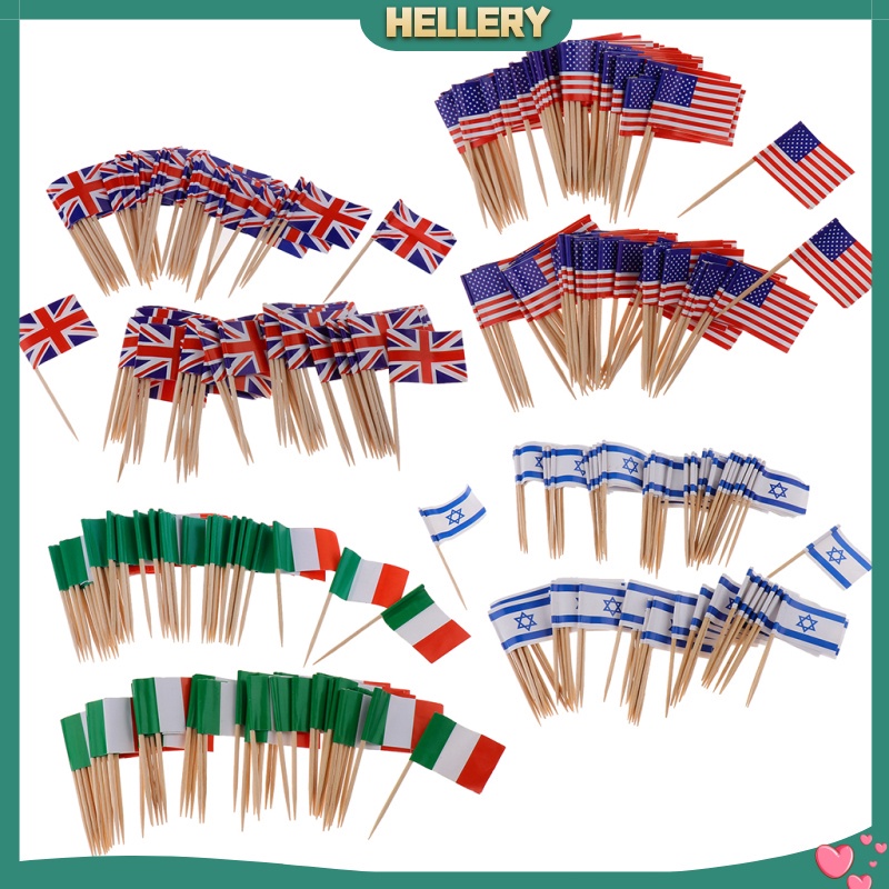 Set 100 Tăm Xỉa Răng Hình Lá Cờ Anh Trang Trí Bánh Kem