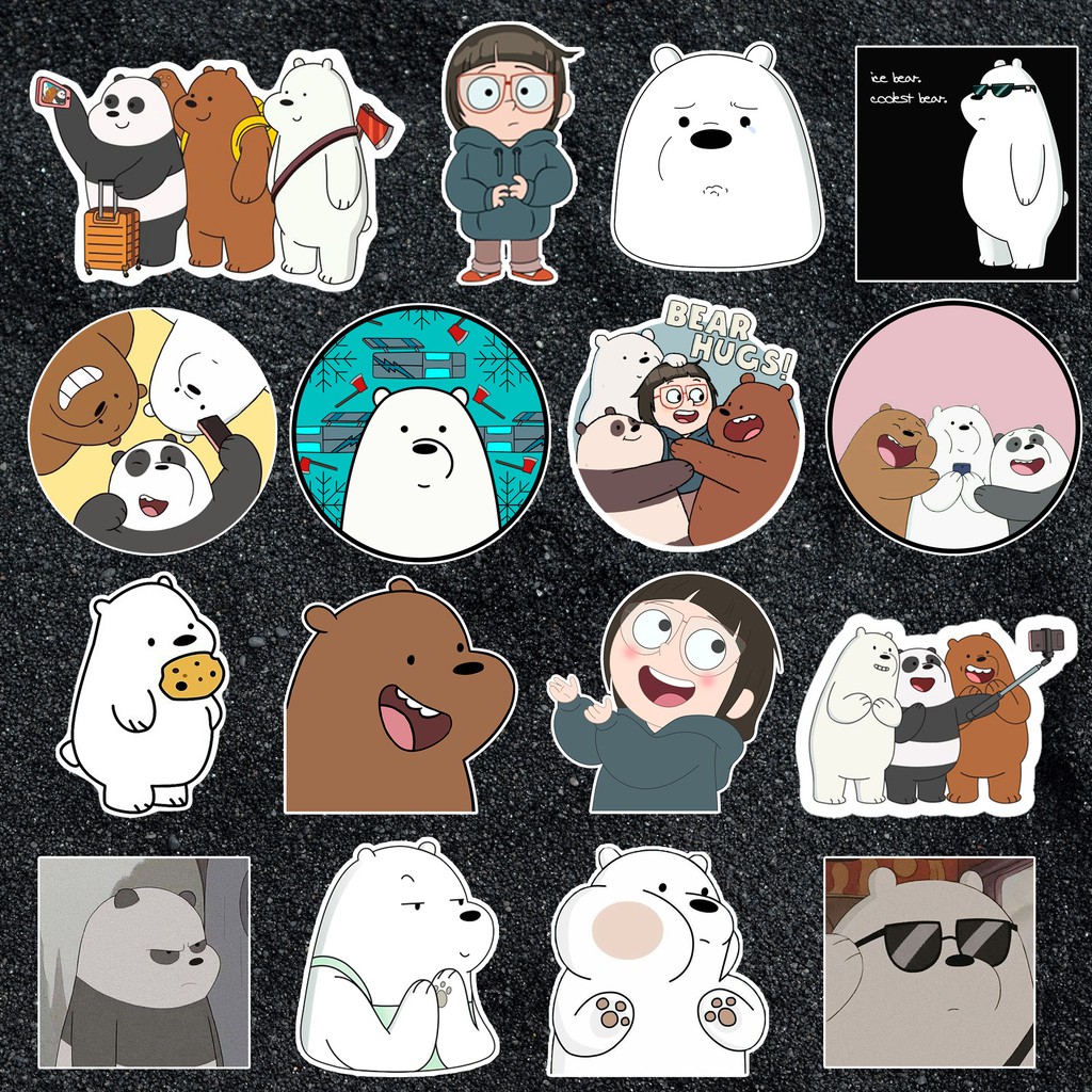 Sticker Gấu We Bare Bear chống nước sticker dán laptop, điện thoại, đàn guitar, dán mũ bảo hiểm, vali...