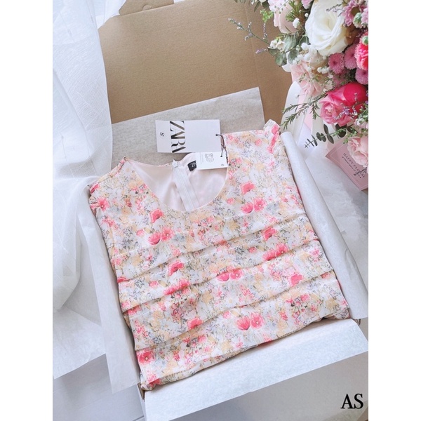 VÁY HOA XẾP LY NGỰC 2M HỒNG XANH CHO NỮ-5