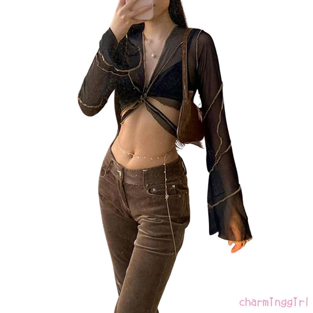 Áo Nữ Tay Dài Cổ Chữ V Thời Trang Quyến Rũ