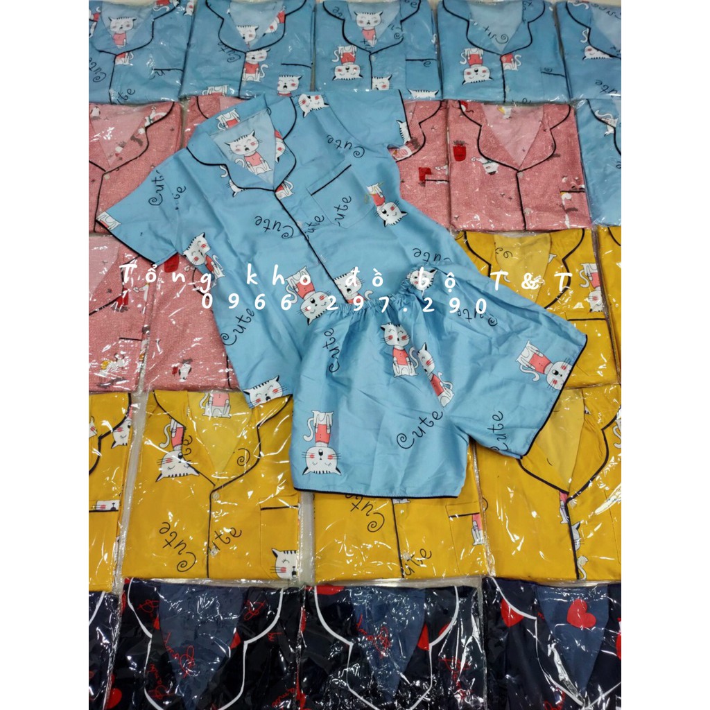 Bộ pijama Lụa Kate Thái Lan mặc ở nhà mặc đi ngủ thoải mái dễ chịu ÁO NGẮN TAY QUẦN NGẮN