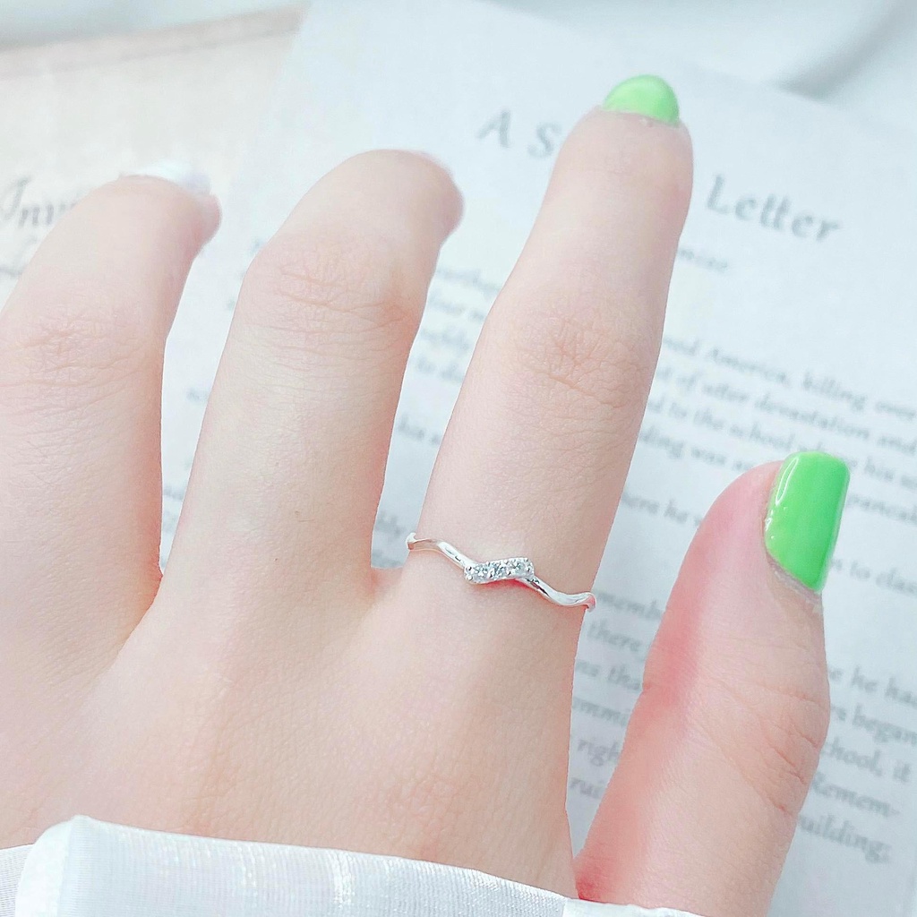 Nhẫn nữ bạc 3 mẫu mini nhà MAINOMI nhỏ nhắn xinh xắn mang vẻ độc đáo khác nhau