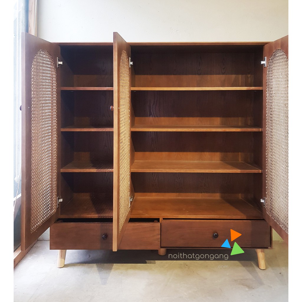 Tủ Áo lưới Mây Mắt Cáo Phong Cách Scandinavian - Nội Thất Gọn Gàng
