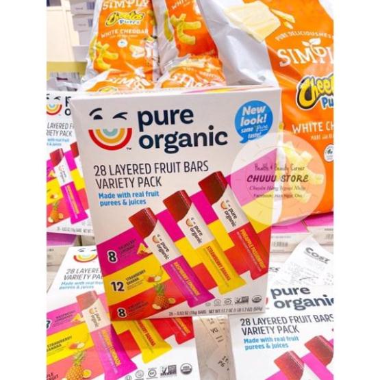 USA- BÁNH TRÁI CÂY HỮU CƠ PURE ORGANIC LAYERED FRUIT BARS 28 THANH ( 3 Vị )