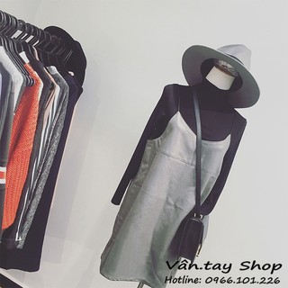 Set Váy yếm da ( Còn đen )