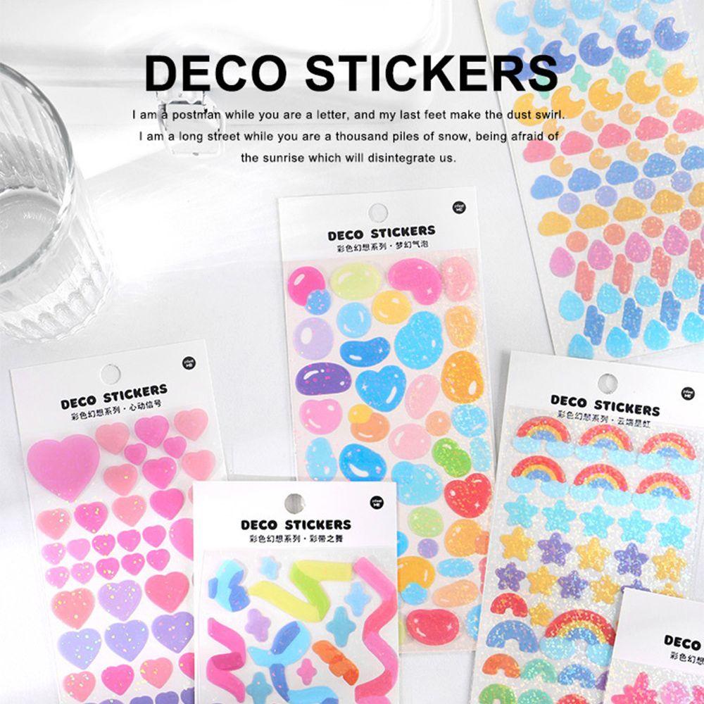 Miếng Dán Trang Trí Họa Tiết Hoạt Hình Chữ Số Màu Laser Lấp Lánh Thời Trang