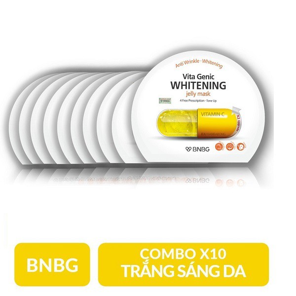 Combo 10 Mặt nạ giấy trắng, sáng và đều màu da BNBG Vita Genic Whitening Mask (Màu vàng)