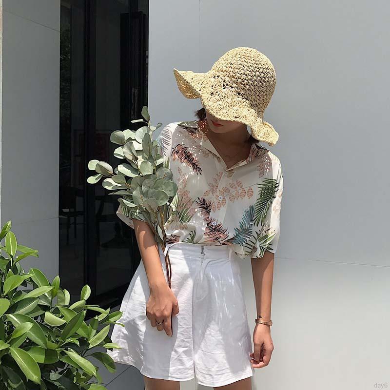 Áo Chiffon Cổ Bẻ Tay Ngắn Cho Nữ