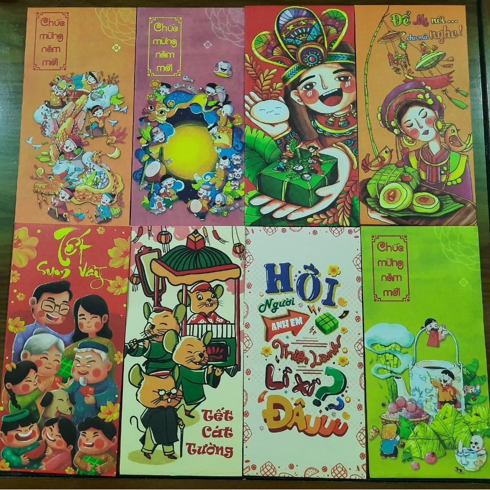 COMBO 6 BAO LÌ XÌ 2022 GIẤY CAO CẤP DỄ THƯƠNG