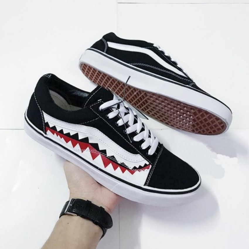 Giày thể thao Old Skool cá mập, giay nam nữ thời trang, tặng hộp, giày vans,