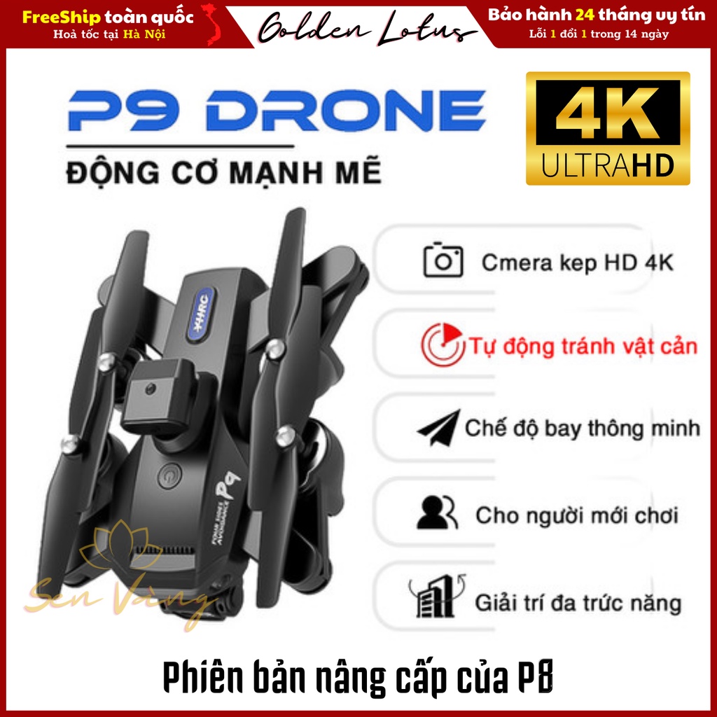 Flycam P9 pro có trang bị cảm biến Pin 2500mAh bay 30 liên tục Động cơ không chổi than Camera 4K chống rung Wifi 5G