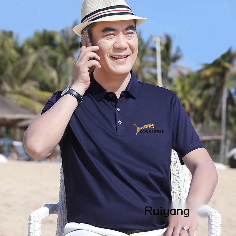 Bố áo thun ngắn tay, áo thun nam trung niên và cao tuổi mùa hè