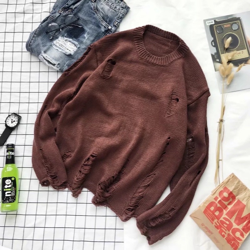 Áo len dài tay cổ tròn phong cách Hàn quốc dành cho nam nữ unisex
