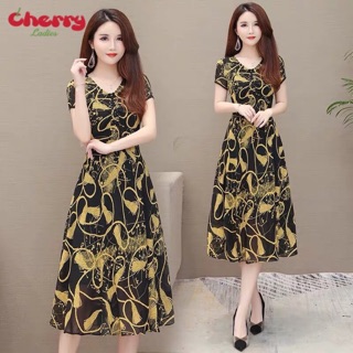 Váy đầm trung niên voan giấu bụng tôn 3 vòng cho các quý bà