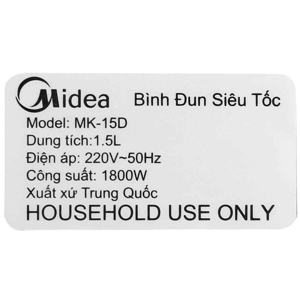 Bình siêu tốc Midea 1.5 lít MK-15D - hàng trưng bày, Ruột bình bằng thép không gỉ an toàn ,ruột bình:Inox cao cấp SUS 30