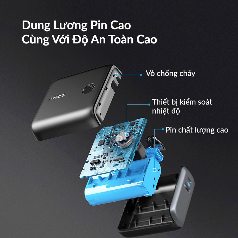 Củ Sạc Nhanh Kiêm Pin Dự Phòng Anker PowerCore Fusion 10000mAh PD 20W, Hỗ Trợ 2 Cổng Sạc Type C Va USB - A1623