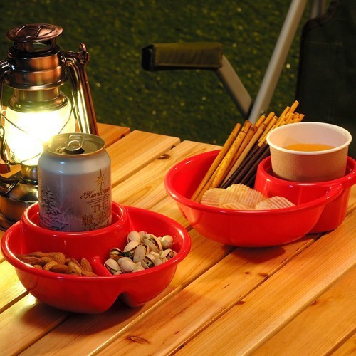 Khay ăn chia 2 ngăn sâu lòng kèm khay để cốc màu xanh lá, màu trắng, màu đỏ