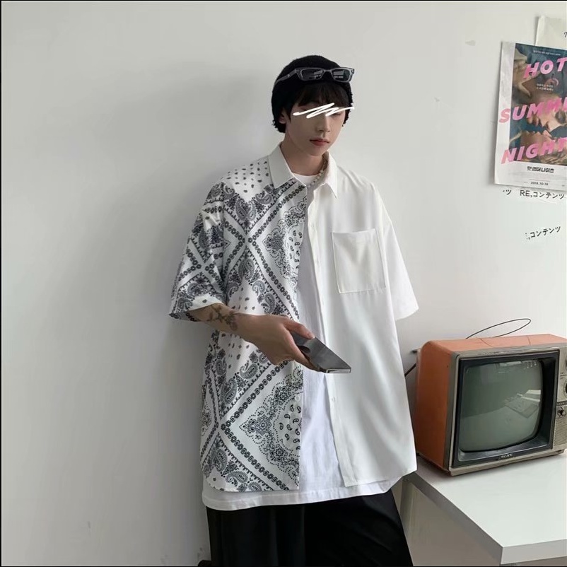 áo sơ mi nam Phối Màu áo sơ mi caro nữ Thời Trang Áo Sơ Mi Ngắn Tay phong cách Hàn Quốc sơ mi nữ form rộng fashion áo sơ mi lụa nam áo sơ mi nữ