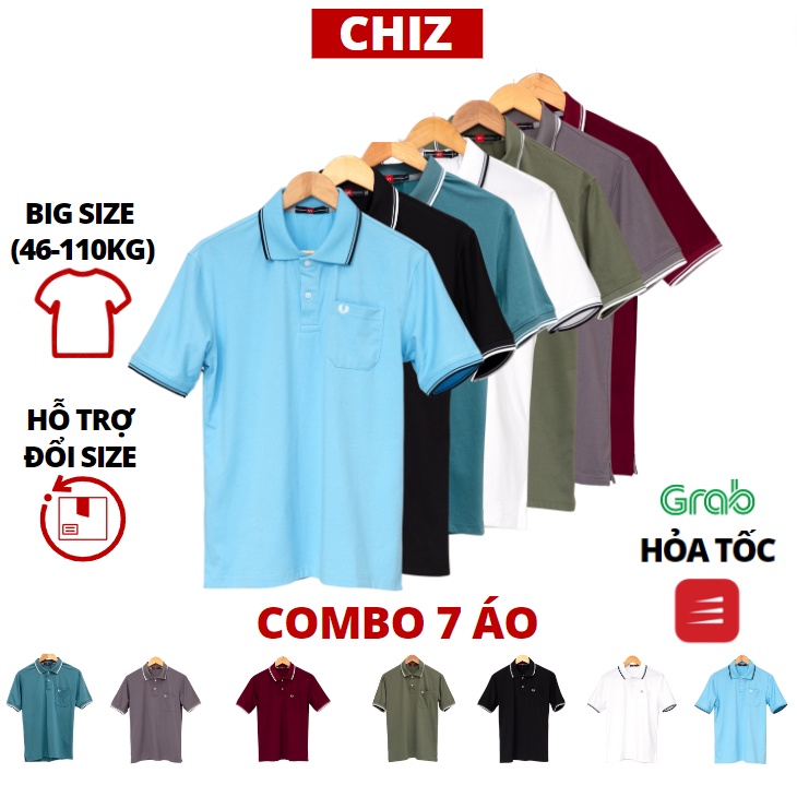 Áo thun polo nam trung niên loại xịn tặng bố có túi form rộng rãi cho người lớn tuổi có big size đạiCHIZ [Combo7ao]