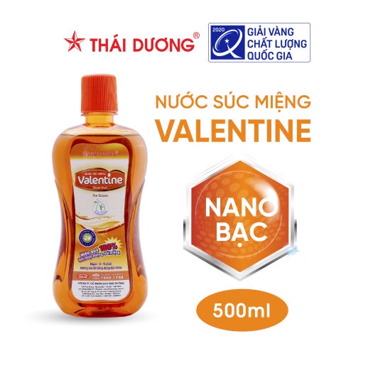 NƯỚC SÚC MIỆNG VALENTINE THÁI DƯƠNG NANO BẠC - HỖ TRỢ GIẢM HÔI MIỆNG, HỌNG SẠCH KHUẨN - CHÍNH HÃNG CÔNG TY