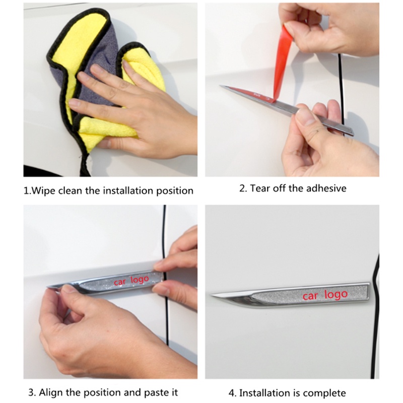 FENDER Bộ 2 Miếng Dán Kim Loại 3D Trang Trí Thân Xe Hơi Peugeot 5008 4008 308 208