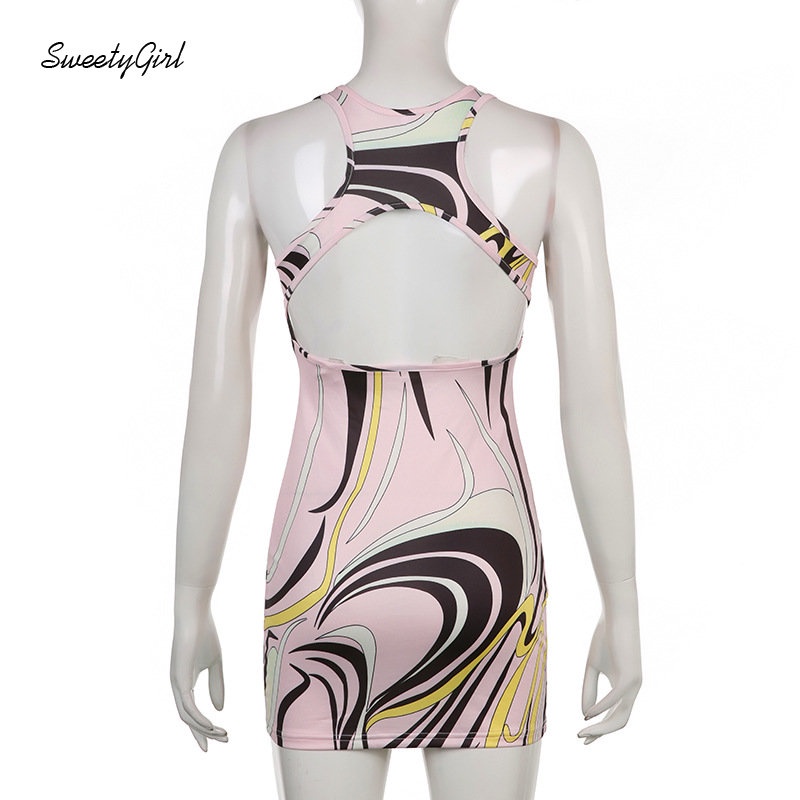 Đầm Mini Không Tay Cổ Chữ U Cắt Sâu Hở Lưng Gợi Cảm Thời Trang 2022 Cho Nữ