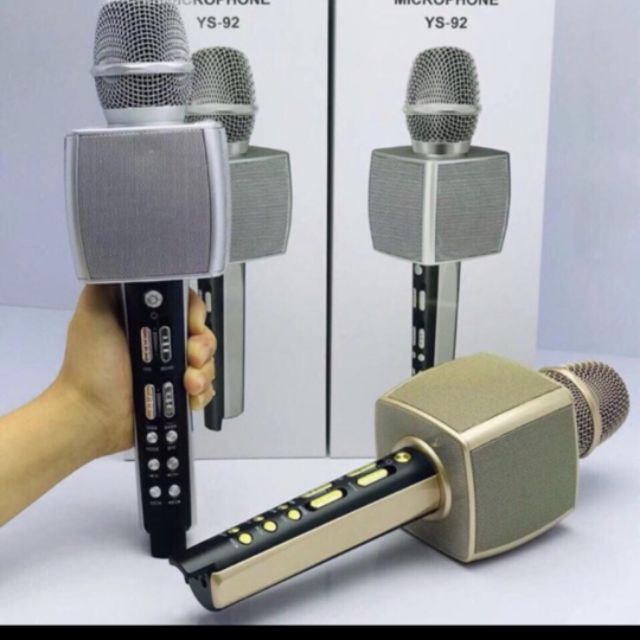 [Mã 252ELSALE hoàn 7% đơn 300K] Micro Karaoke Bluetooth YS-92 Trang Bị Soudcard Dùng Livetream Vùa Hát Như Micro
