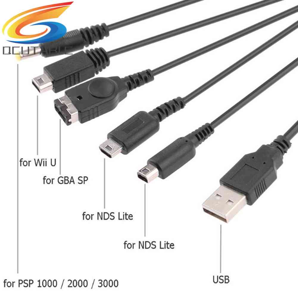 Cáp Sạc USB 5 Trong 1 Cho Nintendo Wii U New 3DS NDSL GBA SP DSi PSP