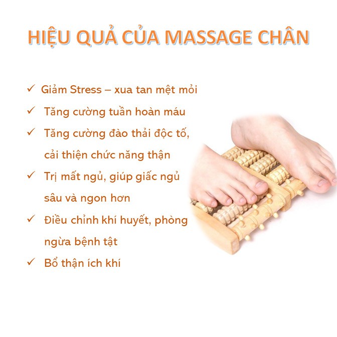 Massage chân gỗ Trần Đình loại lớn 6 hàng dùng cho dân văn phòng, người lớn tuổi để mát xa chân, giảm tê chân