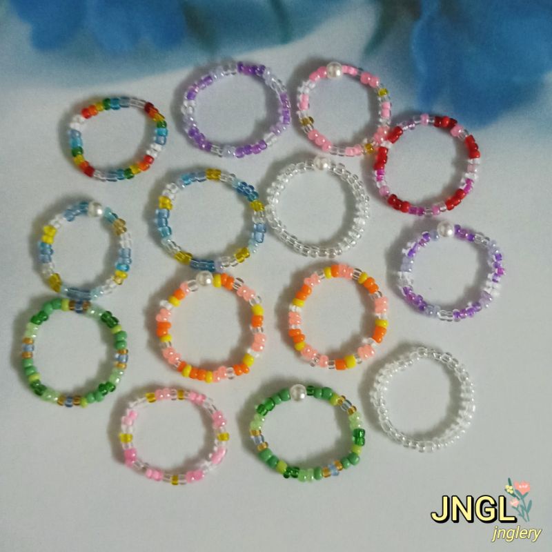 Nhẫn hạt cườm theo tông màu nhiều mẫu 2mm|beads ring