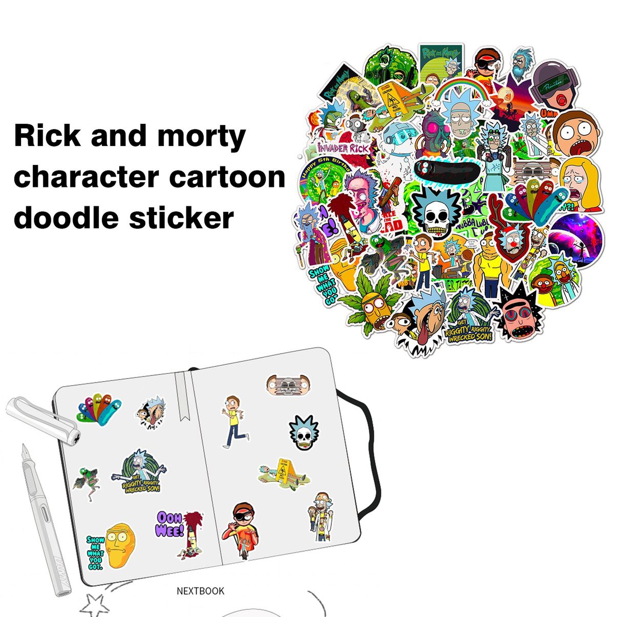 Rick And Morty Themed Cartoons Stickers, Stickerbomb Laptop Guitar Skateboard