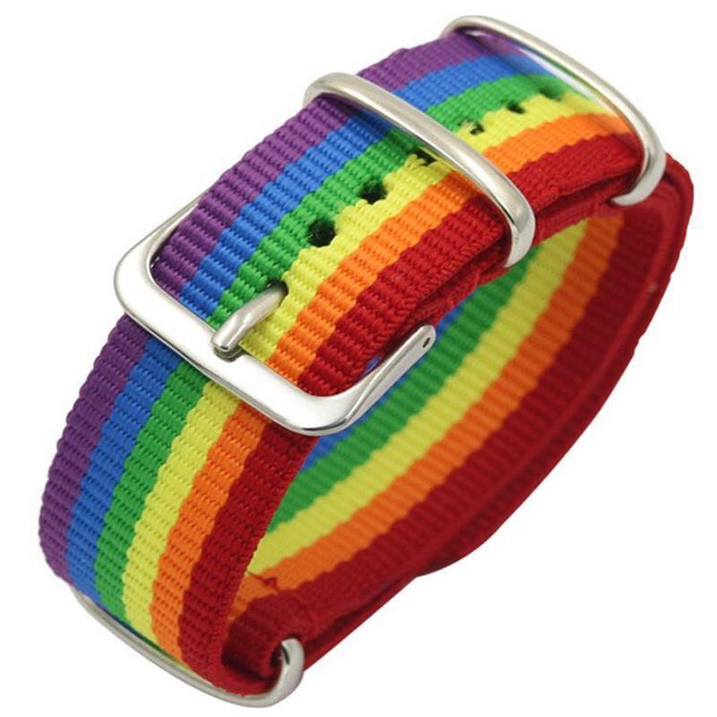 (Ảnh thật ) Vòng tay LGBT cầu vồng vải canvas, dây đồng hồ | BigBuy360 - bigbuy360.vn